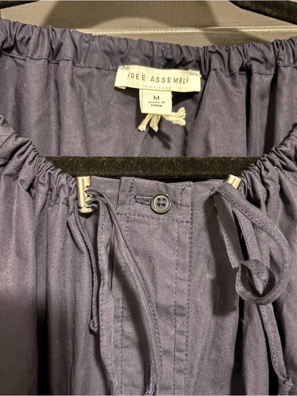 Free Assembly Gathered Neck Cotton Maxi Dress Navy Size M - Picture 4 of 7